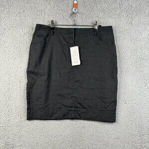 Eileen Fisher Pencil Skirt Size 12P Charcoal With Pockets Linen Blend Stretch